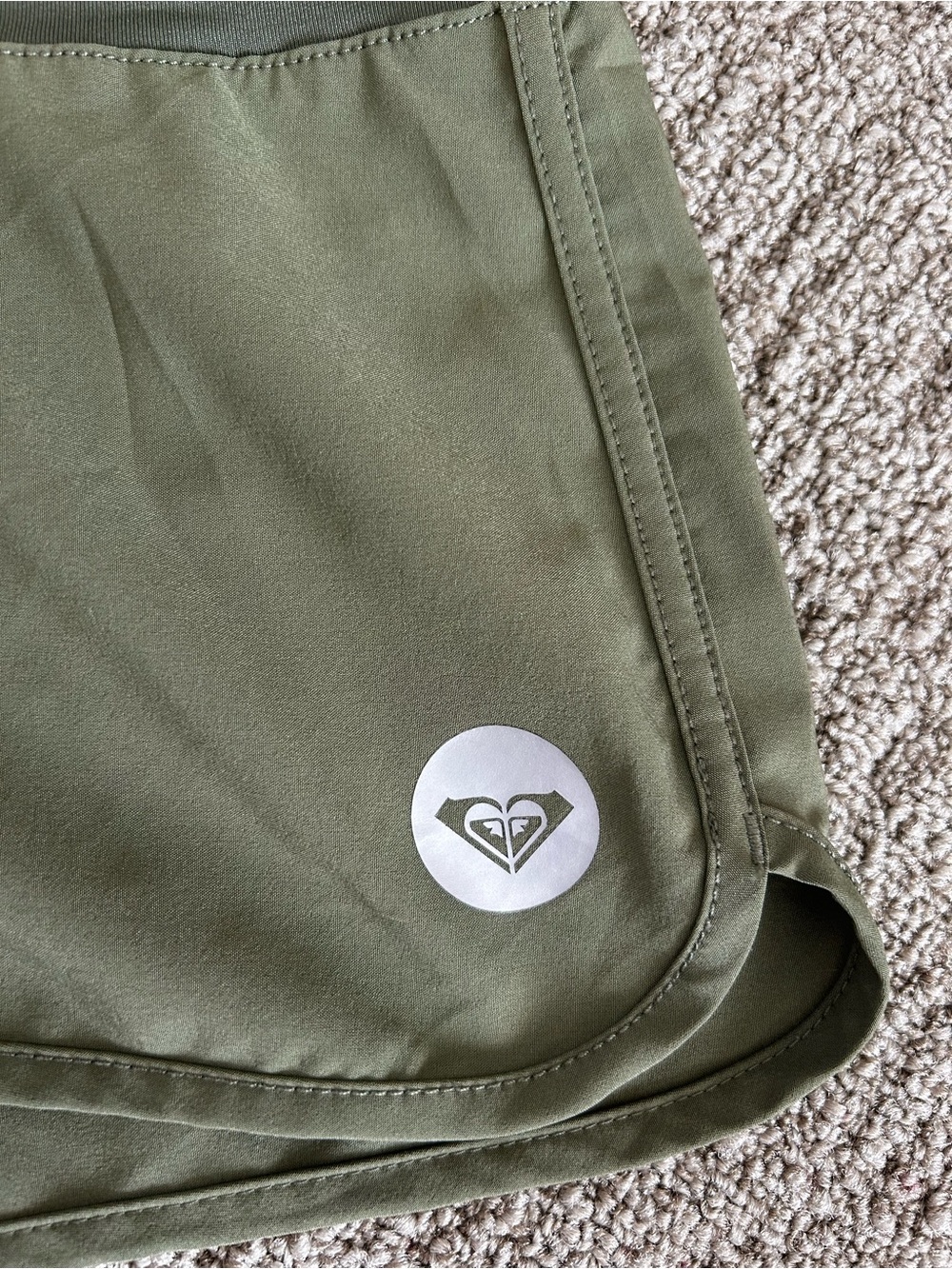 Roxy Olive Green Active Shorts with Branded Tag